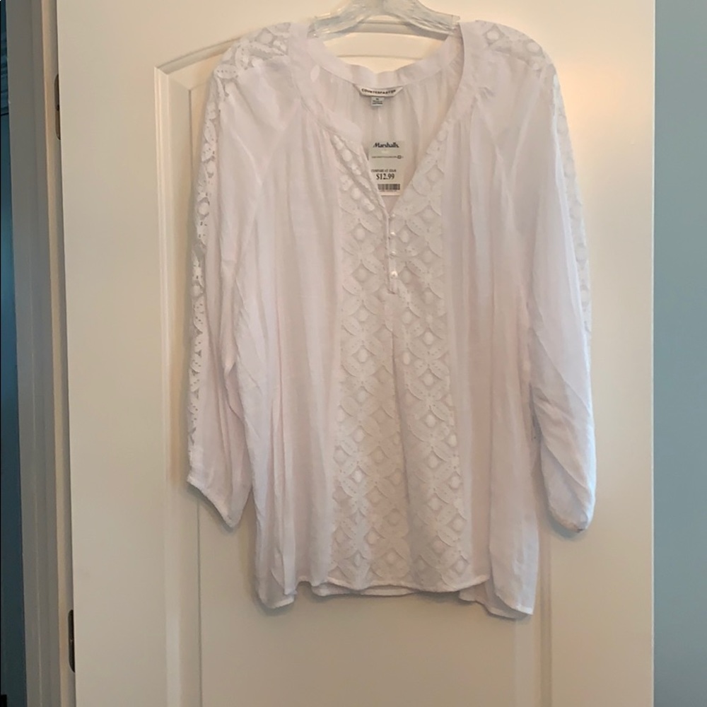 White Blouse with lace detailed sleeves